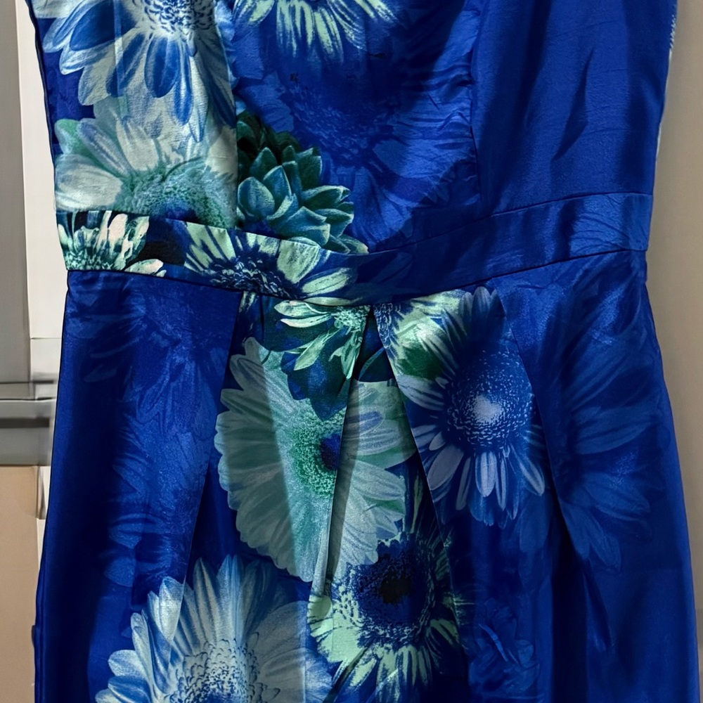Vibrant Blue Dress with Floral Pattern